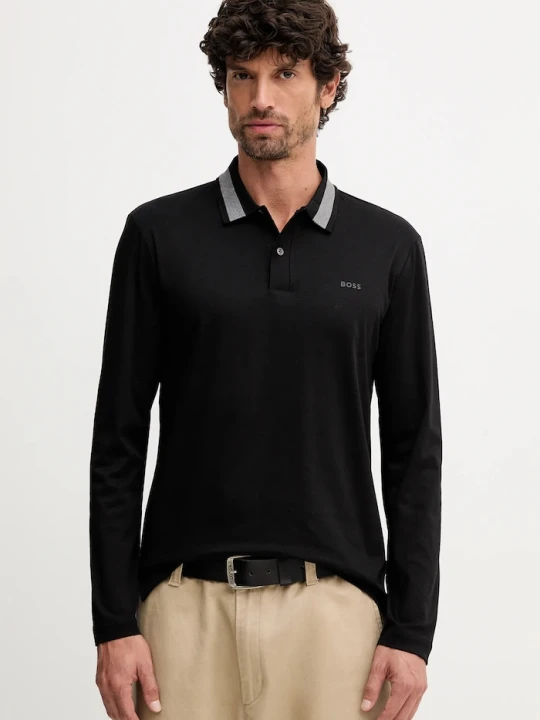 Zdjęcie produktu BOSS longsleeve bawełniany H-Pleins 200 czarny