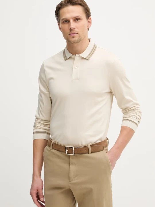 Zdjęcie produktu BOSS longsleeve bawełniany H-Pleins 202 beżowy