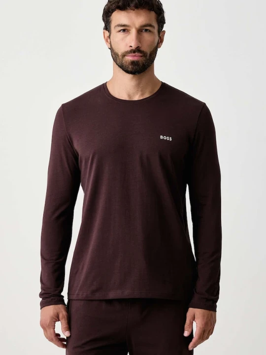 Zdjęcie produktu BOSS longsleeve lounge męski bawełniany z elastanem Mix&Match LS-Shirt R brązowy