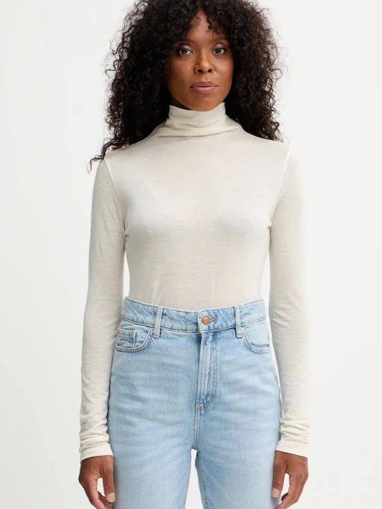 Zdjęcie produktu BOSS longsleeve z dodatkiem wełny Elavu beżowy