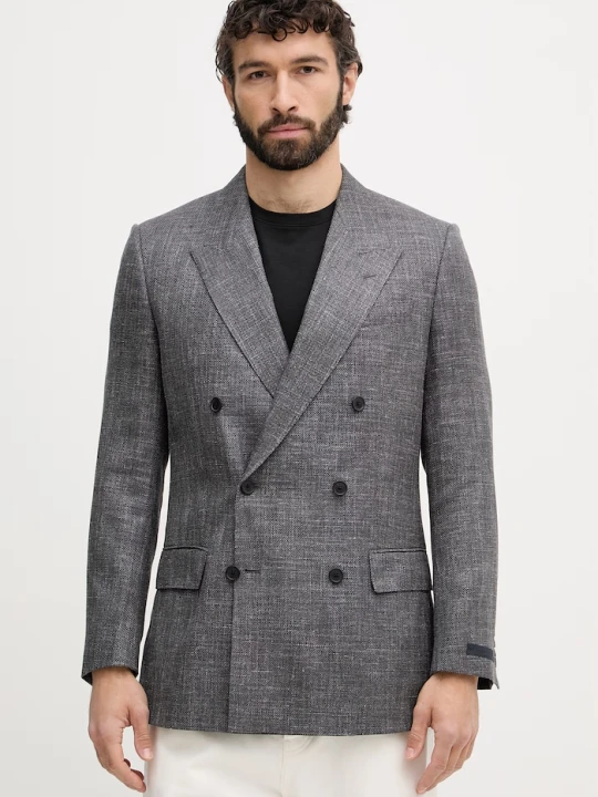 Zdjęcie produktu BOSS marynarka dwurzędowa męska z wełną BOSS X DAVID BECKHAM szary