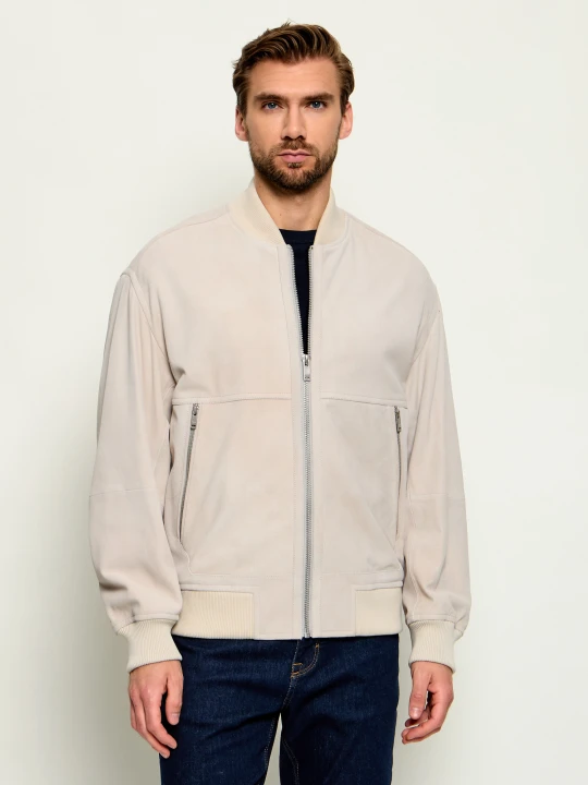 Zdjęcie produktu BOSS ORANGE Kurtka bomber Jonorve | zamsz | Slim Fit | z dodatkiem skóry beżowy