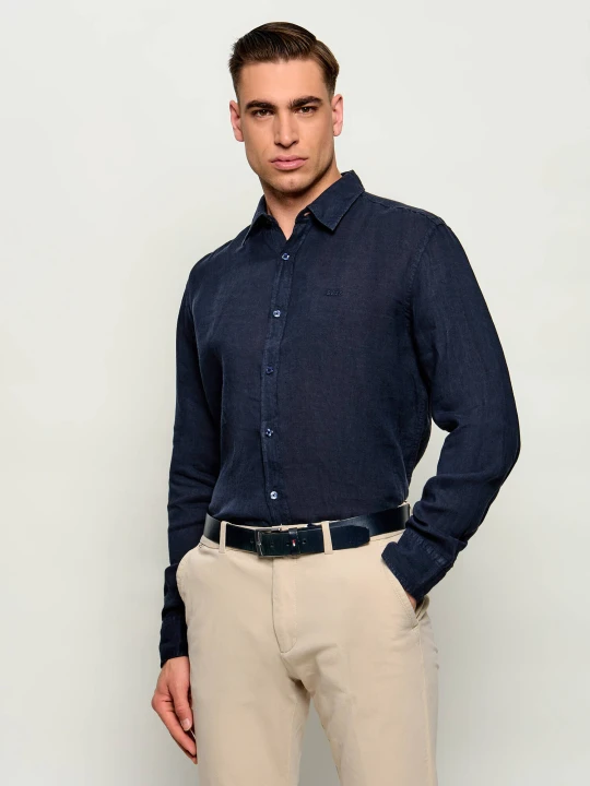 Zdjęcie produktu BOSS ORANGE Lniana koszula Relegant_6_M | Regular Fit granatowy