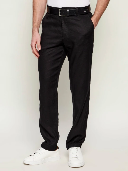 Zdjęcie produktu BOSS ORANGE Lniane spodnie chino Sanderson-L-3 | Regular Fit czarny