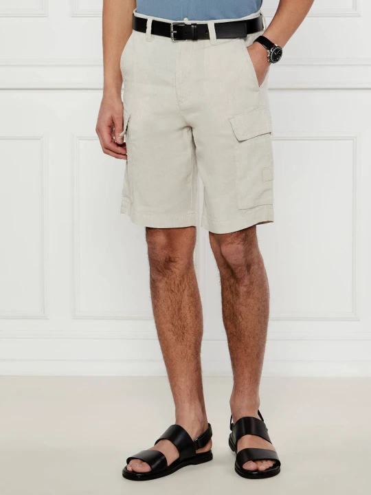Zdjęcie produktu BOSS ORANGE Lniane szorty Sisla-9-Cargo | Relaxed fit beżowy