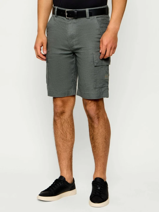 Zdjęcie produktu BOSS ORANGE Lniane szorty Sisla_Cargo_S1 | Relaxed fit zielony