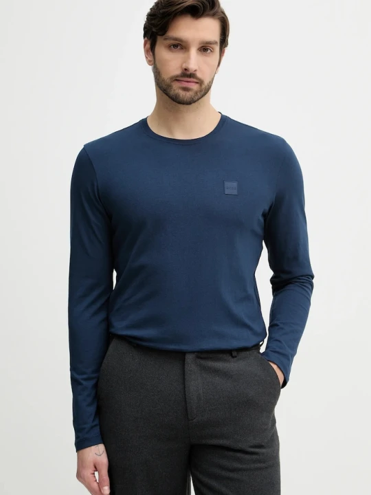 Zdjęcie produktu BOSS Orange longsleeve bawełniany granatowy