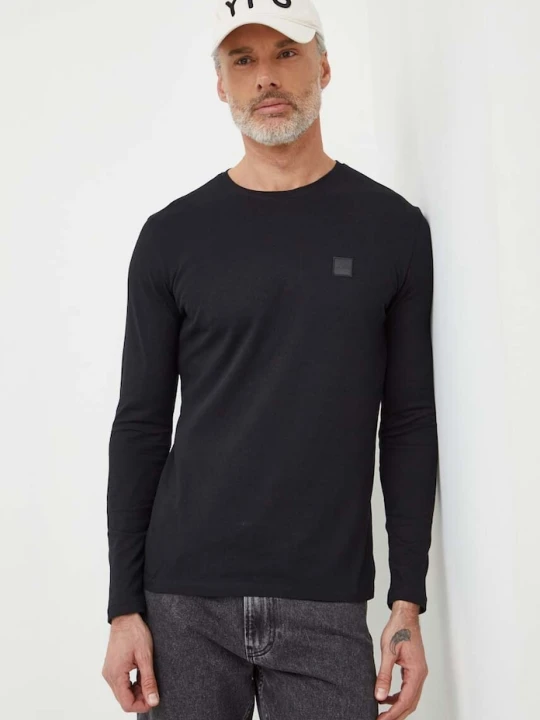 Zdjęcie produktu BOSS Orange longsleeve męski bawełniany Tacks czarny