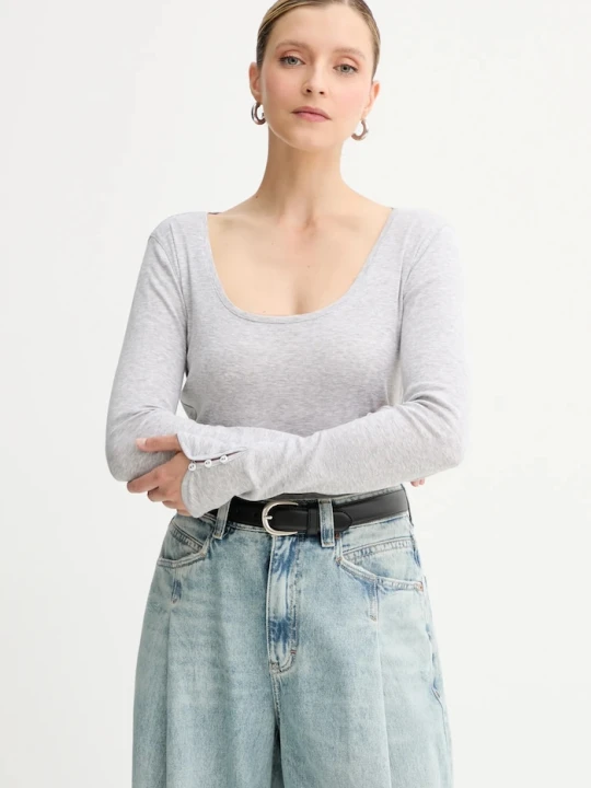 Zdjęcie produktu BOSS Orange T-shirt damski bawełniany z elastanem C Edeline szary