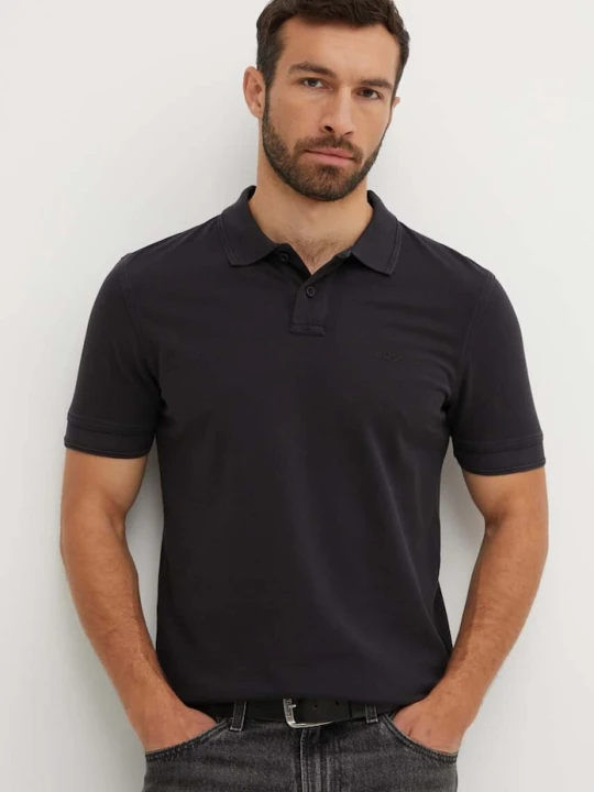 Zdjęcie produktu BOSS Orange polo męskie bawełniane Prime czarny
