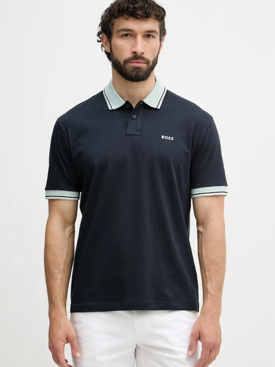 Zdjęcie produktu BOSS Orange polo męskie bawełniane granatowy