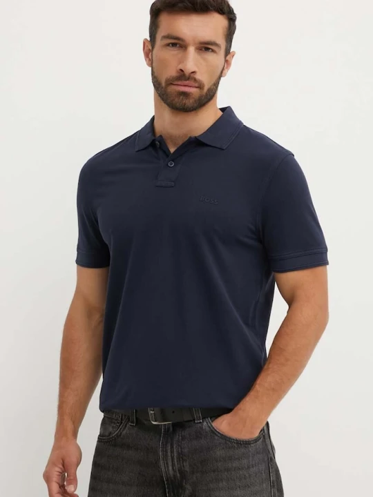 Zdjęcie produktu BOSS Orange polo męskie bawełniane Prime granatowy