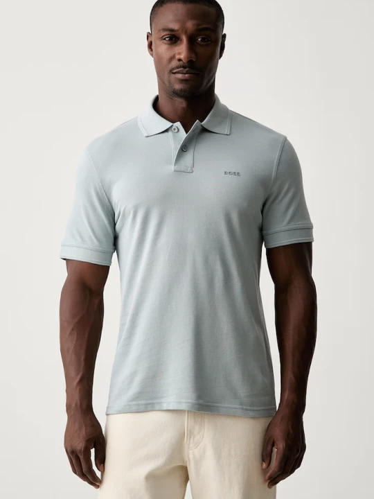Zdjęcie produktu BOSS Orange polo męskie bawełniane Prime szary