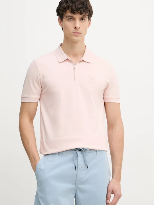 Zdjęcie produktu BOSS Orange polo męskie z bawełną różowy