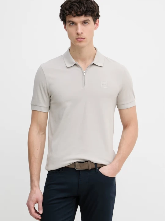 Zdjęcie produktu BOSS Orange polo męskie z bawełną beżowy