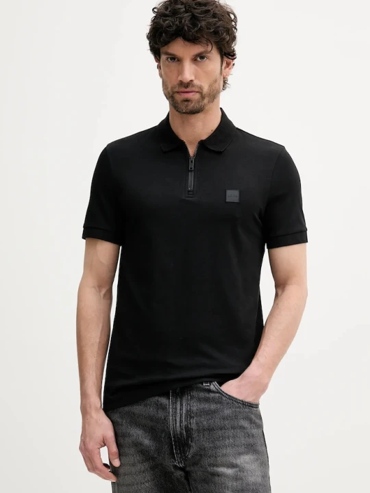 Zdjęcie produktu BOSS Orange polo męskie z bawełną czarny
