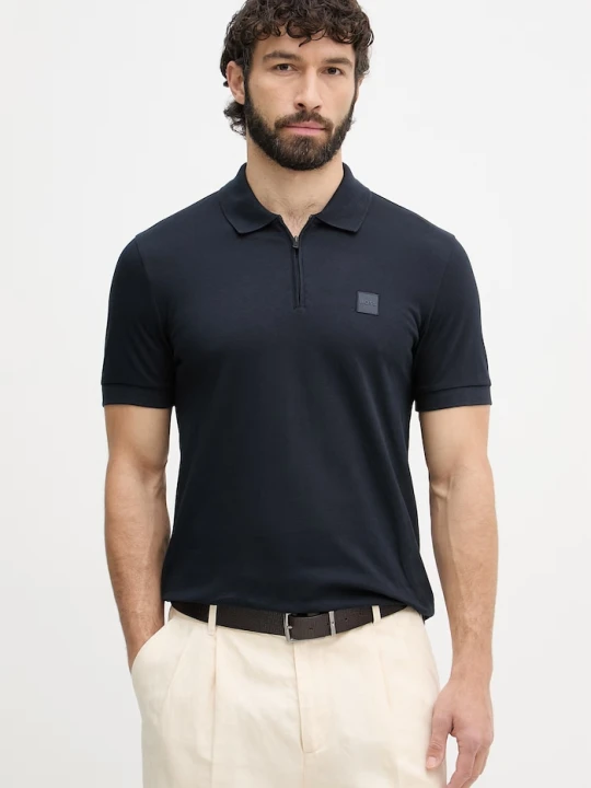 Zdjęcie produktu BOSS Orange polo męskie z bawełną granatowy