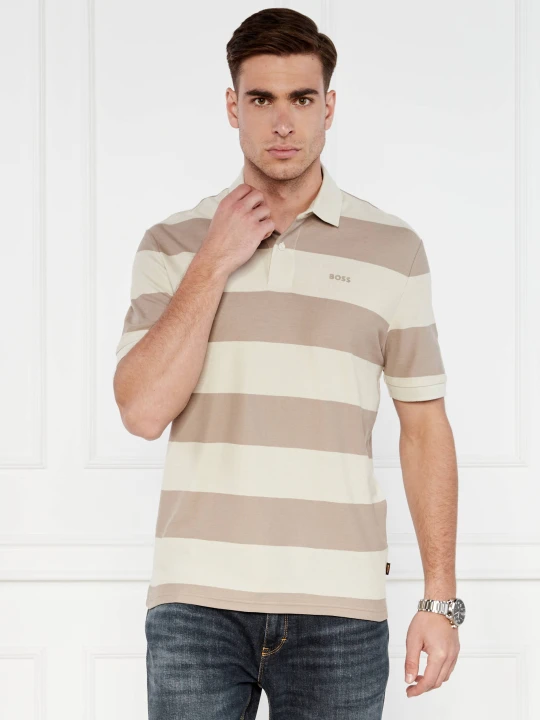 Zdjęcie produktu BOSS ORANGE Polo PalesStripe | Regular Fit brązowy