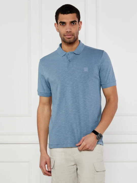 Zdjęcie produktu BOSS ORANGE Polo Pe_linenlogo | Regular Fit | z dodatkiem lnu niebieski