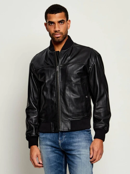 Zdjęcie produktu BOSS ORANGE Skórzana kurtka bomber Jokans | Regular Fit czarny