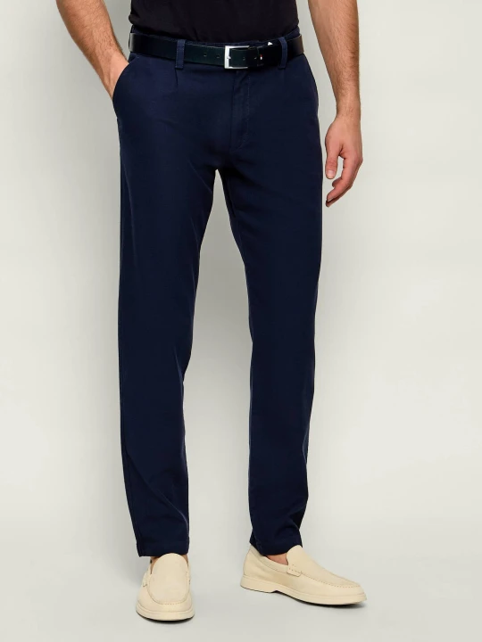Zdjęcie produktu BOSS ORANGE Spodnie chino Pleated-2 | Tapered fit granatowy