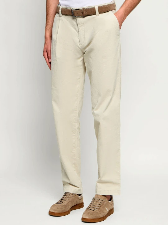 Zdjęcie produktu BOSS ORANGE Spodnie chino Pleated_3 | Tapered fit | sztruks beżowy