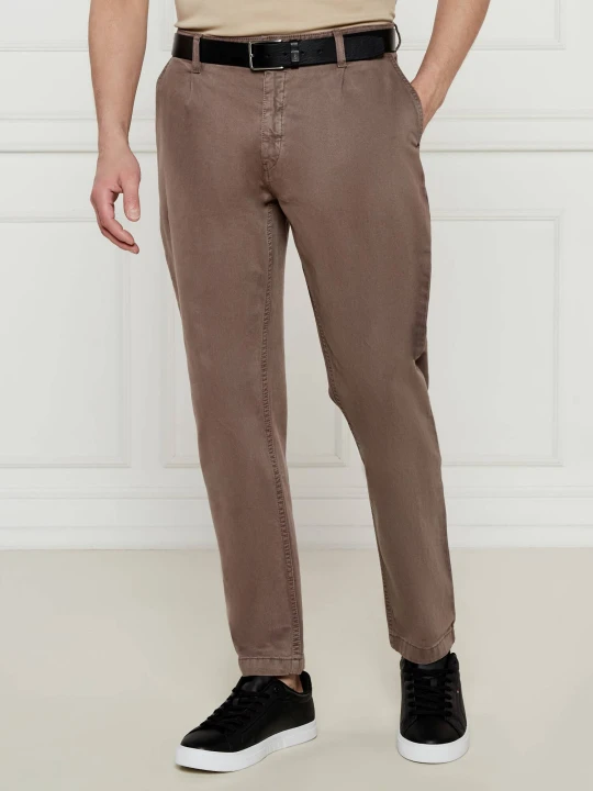 Zdjęcie produktu BOSS ORANGE Spodnie Chino-Pleated | Relaxed fit brązowy