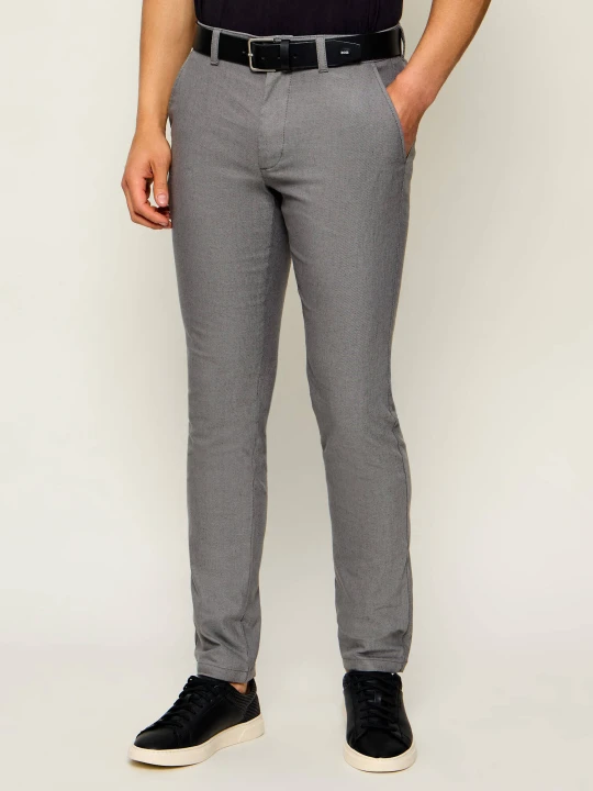 Zdjęcie produktu BOSS ORANGE Spodnie chino | Slim Fit | z dodatkiem lnu szary