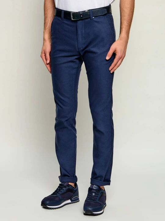 Zdjęcie produktu BOSS ORANGE Spodnie chino | Slim Fit | z dodatkiem lnu granatowy