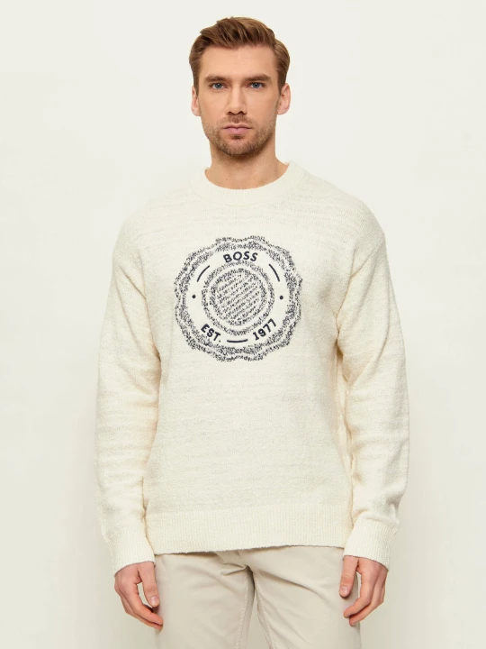 Zdjęcie produktu BOSS ORANGE Sweter Kerbert | Relaxed fit | z dodatkiem wełny ecru