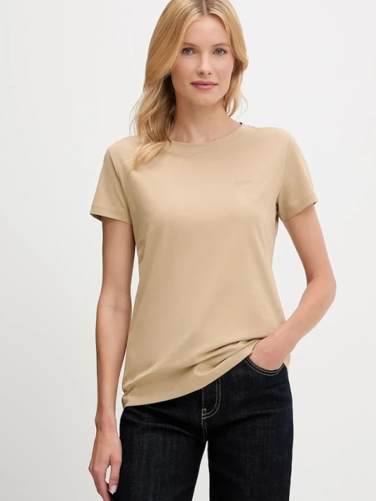 Zdjęcie produktu BOSS Orange T-shirt basic damski bawełniany C Esogo 1 beżowy