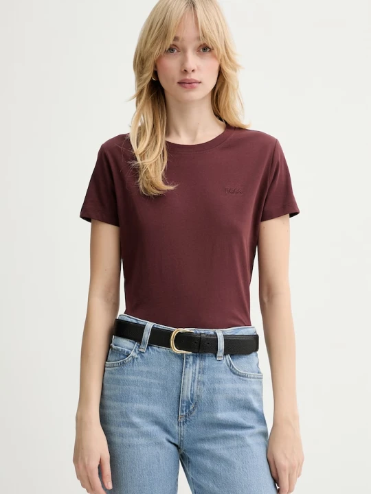 Zdjęcie produktu BOSS Orange T-shirt basic damski bawełniany C Esogo 1 brązowy