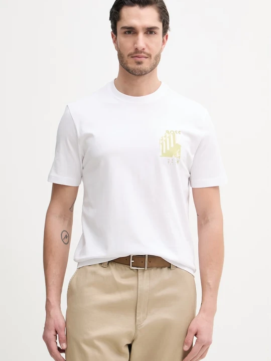 Zdjęcie produktu BOSS Orange t-shirt męski bawełniany biały