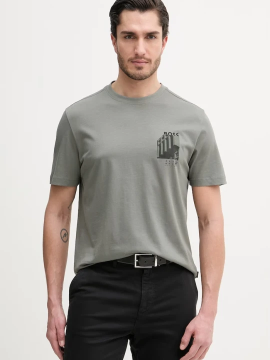 Zdjęcie produktu BOSS Orange t-shirt męski bawełniany szary
