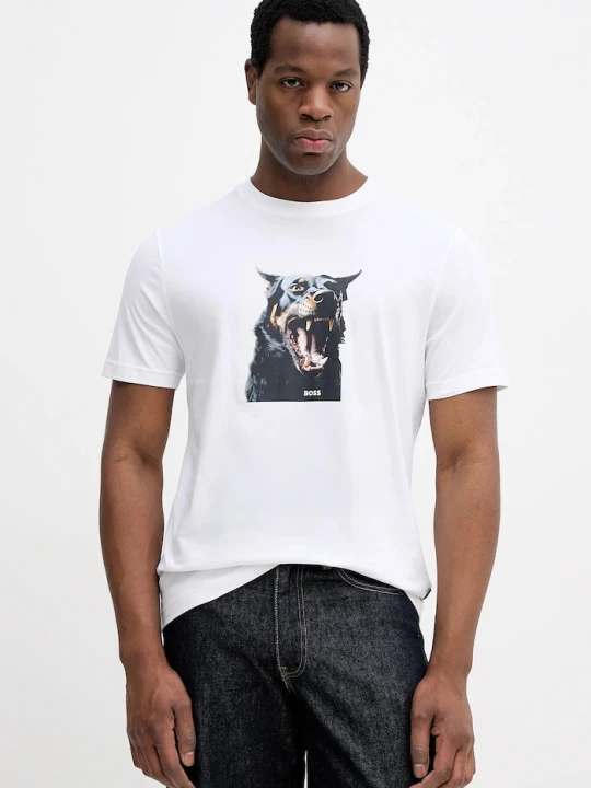 Zdjęcie produktu BOSS Orange t-shirt bawełniany Te_Dobermann biały