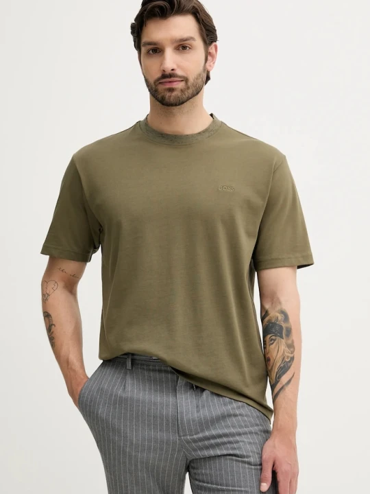 Zdjęcie produktu BOSS Orange t-shirt bawełniany Te_Tirecollar zielony