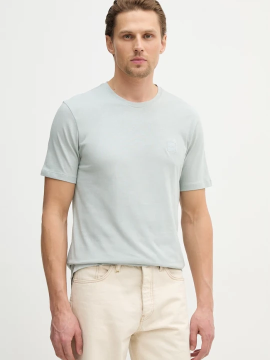 Zdjęcie produktu BOSS Orange T-shirt męski bawełniany Tales turkusowy