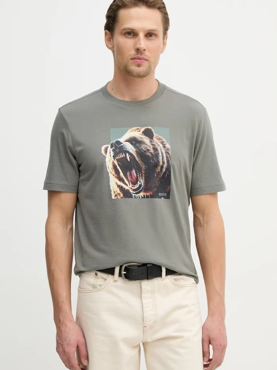 Zdjęcie produktu BOSS Orange t-shirt bawełniany Te_Dobermann zielony