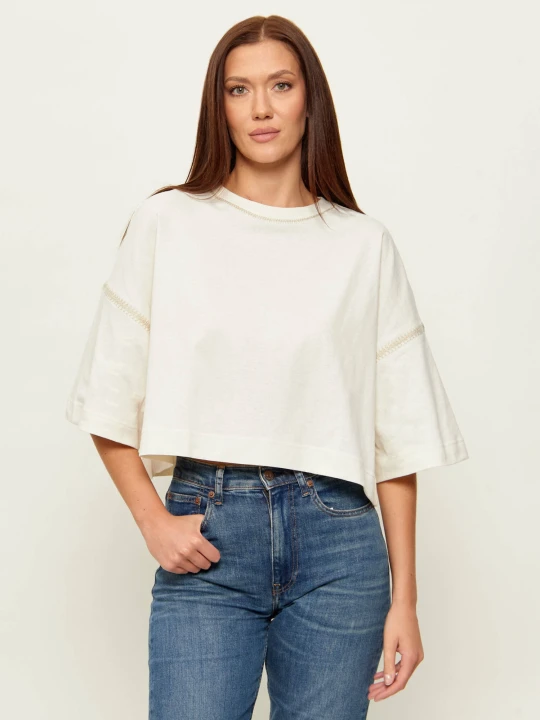 Zdjęcie produktu BOSS ORANGE T-shirt C_Ecrochet | Cropped Fit ecru