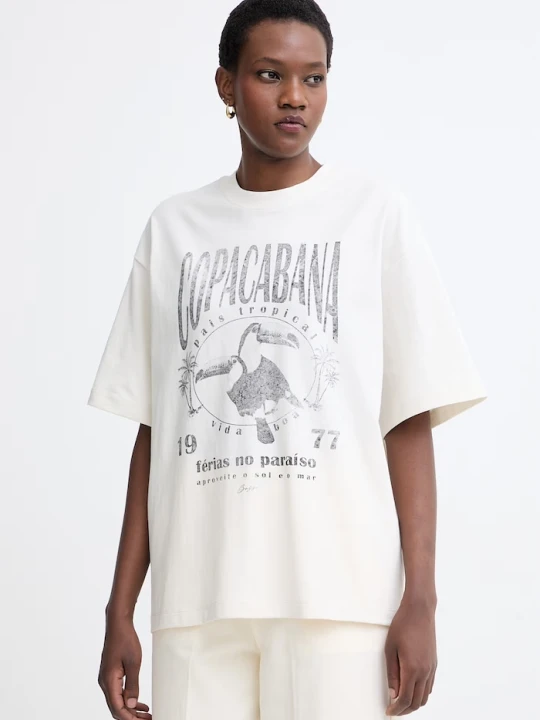 Zdjęcie produktu BOSS Orange t-shirt damski bawełniany C Eboys 2 beżowy