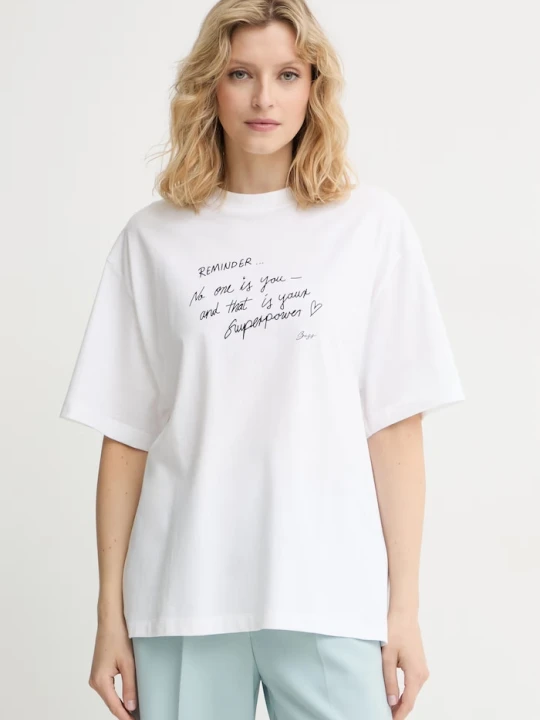 Zdjęcie produktu BOSS Orange T-shirt damski bawełniany C_Eboys_3 biały