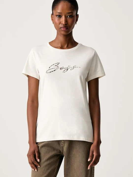 Zdjęcie produktu BOSS Orange T-shirt damski bawełniany C_Elove_5 beżowy