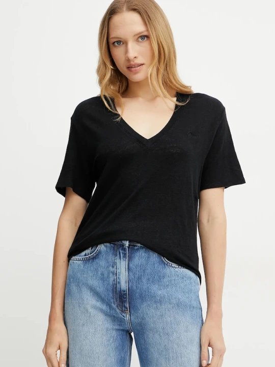 Zdjęcie produktu BOSS Orange t-shirt lniany C_Ela_1 czarny