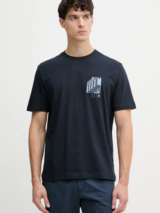 Zdjęcie produktu BOSS Orange t-shirt męski bawełniany granatowy