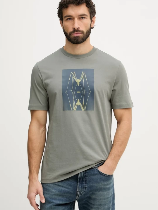 Zdjęcie produktu BOSS Orange T-shirt męski bawełniany zielony