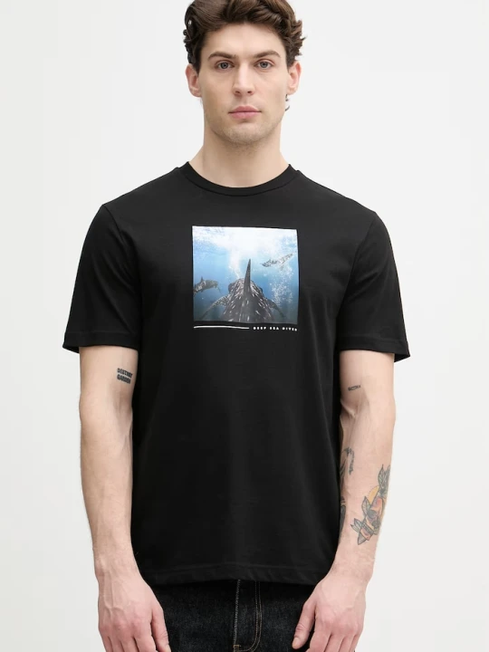 Zdjęcie produktu BOSS Orange T-shirt męski bawełniany czarny