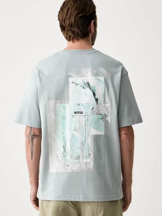 Zdjęcie produktu BOSS Orange T-shirt męski bawełniany Te_Frame niebieski