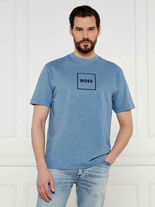 Zdjęcie produktu BOSS ORANGE T-shirt | Regular Fit | z dodatkiem lnu niebieski