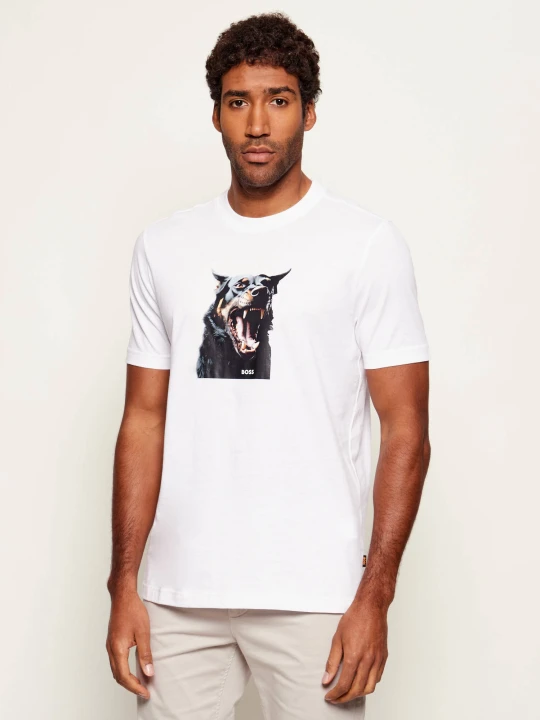 Zdjęcie produktu BOSS ORANGE T-shirt Te_Dobermann | Regular Fit biały