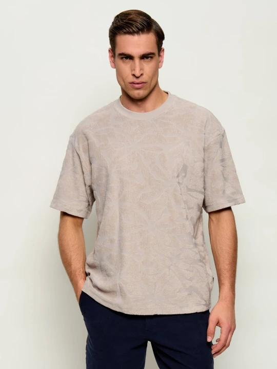 Zdjęcie produktu BOSS ORANGE T-shirt Te_Flower | Regular Fit frotté beżowy